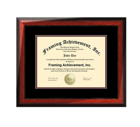Certificate Frame College Degree Graduation Diploma Frame Satin Rich Mahogany Top mat Black Inner matted Maroon Document Plaque
