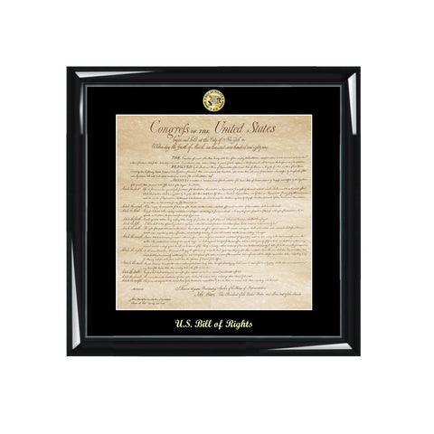 US Bill of Rights Replica Poster Frame New Law School Graduation Gift Graduate Attorney Judge Law Gift Present Lawyer Glossy Black Matted