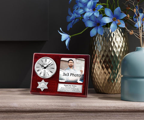 Deputy sheriff desk picture frame clock law enforcement academy graduation gift