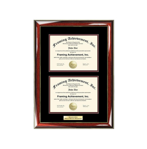 Dual Certificate Graduation Double Diploma Frame Engraved Matted College University Document License Framing State Board Degree Graduate Gift