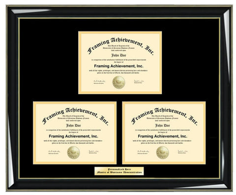 State Board Engraved Diploma Frame Triple Degree Framing Document University College License Certification Certificate Holder Display Etched Plaque Personalized