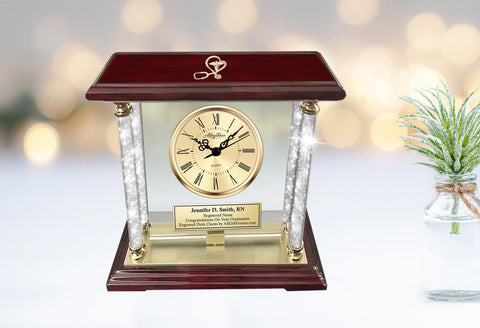 Personalized desk clock crystal registered nurse birthday medical doctor gift