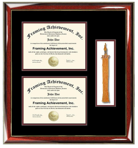 University graduation tassel diploma frame with two degree high school college certificate document framing tassel holder plaque shadowbox
