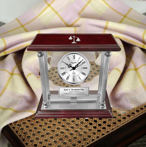 Law Graduation School Gift Engrave Clock Congratulation Attorney Lawyer JD
