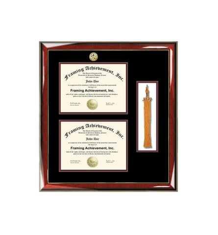 University graduation tassel diploma frame college major logo double degree plaque holder two document framing certificate box shadowbox gift