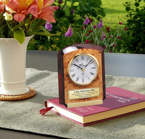 Engrave Desk Clock Gold Graduation Employee Service Retirement Award Coworker
