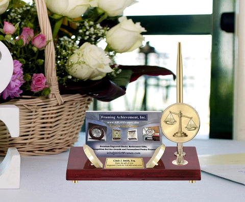 Business card holder name pen congratulation law school graduation attorney gift