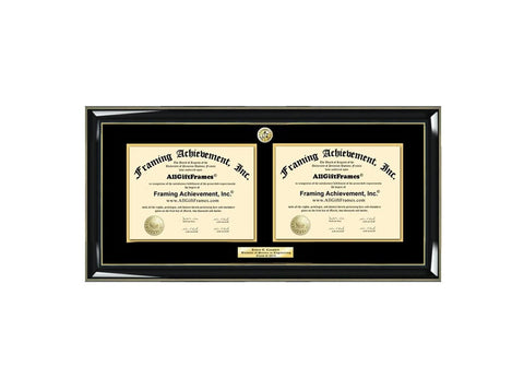College Double Diploma Frame Dual Two Certificate Horizontal Plaque Personalized Engrave Logo University Holder Document License