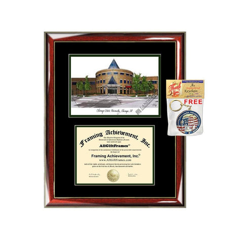 Chicago State University diploma frames campus sketch CSU lithograph frame certificate framing graduation degree gift college graduate grad