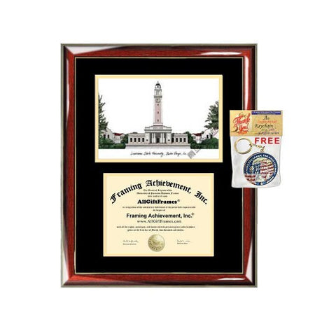 LSU diploma frames lithograph Louisiana State University frame campus sketch framing LSU graduation degree gift college plaque certificate