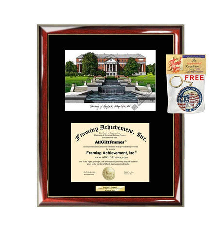 University of Maryland College Park Diploma Frame Lithograph UMD Document Framing Certificate Graduation Degree Holder Graduate Gift Diploma Frames