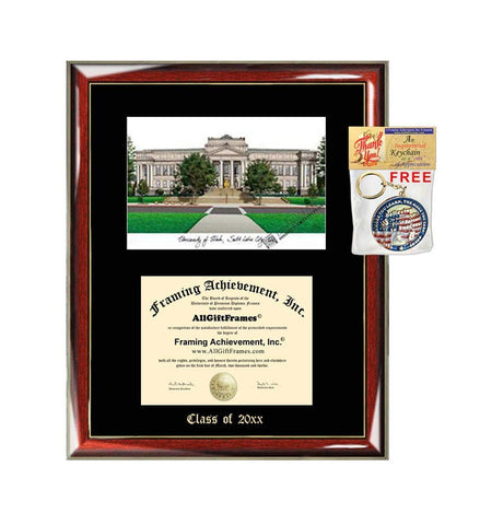 University of Utah Diploma Frame Emboss Lithograph Graduation Degree Framing Certificate Plaque Graduate Gift College Diploma Frame