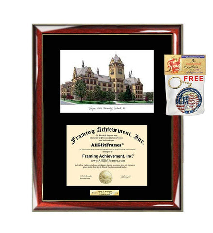 Wayne State University Diploma Frame WSU Lithograph Degree Framing Certificate Holder Graduation Frames Plaque Graduate Plaque