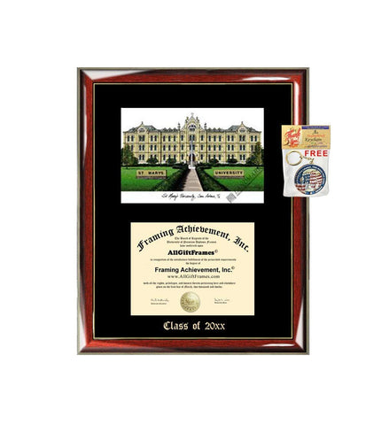 St. Mary's University Texas Diploma Frame Emboss Lithograph St Marys Graduation Degree Framing Certificate Document Graduate Plaque Black Matted Frames
