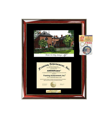 College of William & Mary W&M Diploma Frame Lithograph WM Graduation Gift Graduate Plaque Degree Certificate Holder Diploma Frame