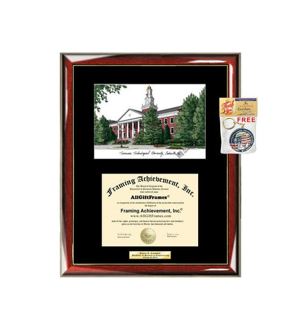 Tennessee Technological University Diploma Frame Lithograph TTU Graduation Gift Degree Framing Certificate Plaque Black Matted University Diploma Frames