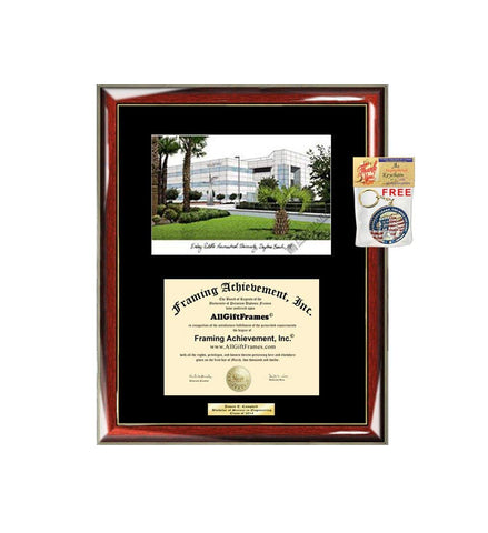 AllGiftFrames Embry-Riddle Aeronautical University ERAU Diploma Frame Lithograph Degree Graduation Framing Black Matted Engraved Custom University Graduate Gift Holder Case