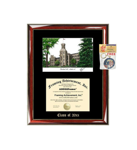 North Central College NCC Diploma Frame Emboss Lithograph Premium Wood Glossy Prestige Mahogany with Gold Accents Single Black Matted University Graduation Diploma Frame