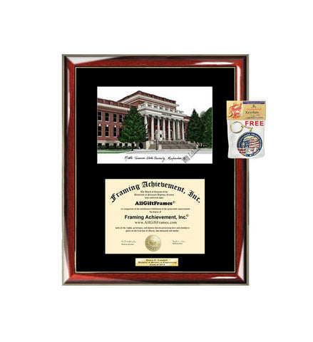 AllGiftFrames Middle Tennessee State University MTSU Diploma Frame Lithograph Degree Graduation Framing Black Matted Engraved Custom University Graduate Gift Holder Case