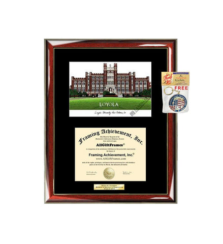 AllGiftFrames Loyola University of New Orleans Diploma Frame Lithograph Degree Graduation Framing Black Matted Engraved Custom University Graduate Gift Holder Case