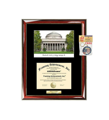 AllGiftFrames Massachusetts Institute of Technology MIT Diploma Frame Lithograph Degree Graduation Framing Black Matted Engraved Custom University Graduate Gift Holder Case