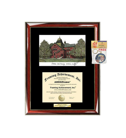 Oklahoma State University Diploma Frame Lithograph OSU Degree Frames Certificate Graduation Gift Glossy Prestige Mahogany Accents Single Black Matted University Diploma Frame