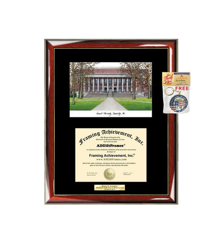 AllGiftFrames Harvard University Diploma Frame Lithograph Degree Graduation Framing Black Matted Engraved Custom University Graduate Gift Holder Case