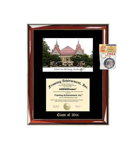 Texas State University formerly Southwest Texas State University Diploma Frame Emboss Lithograph College Degree Framing Certificate Black Matted Graduate Gift University Diploma Frame