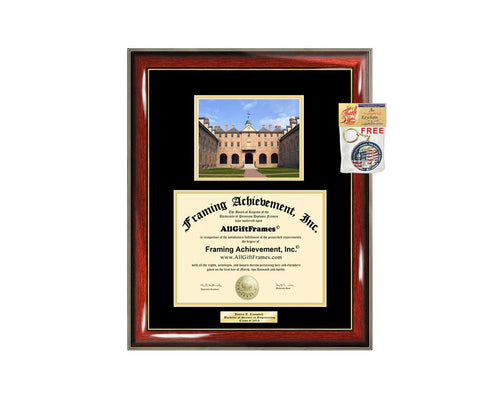 Diploma Frame College of William & Mary WM Campus Photo Graduation Graduation Gift Idea Engraved Picture Frames Engraving Degree Large Document Cheap Graduate Graduate Degree