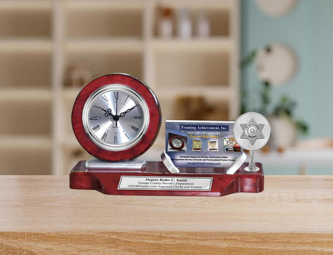 Deputy sheriff gift desk clock business card academy school graduation nameplate