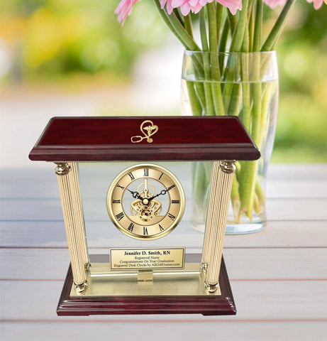 Registered nurse physician medical school student graduation gift engrave clock