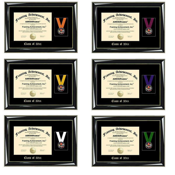 Emboss Medal Box Graduation Diploma Frame Recognition Success Academic School Graduate Medallion Ribbon Military Retirement Honors Degree Medal Framing