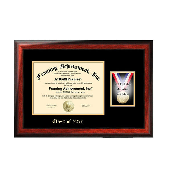 Diploma Frame with Medallion Box University College Graduation Degree Framing Medals Honors Achievement Military Document Holder Emboss Gift