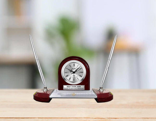 Personalize doctor of veterinary medicine desk clock pen DVM veterinarian gift