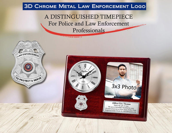 Police engrave picture frame clock law enforcement gift retirement policeman