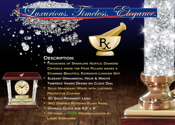 Pharmacy school graduation gift retire pharmacist personalized desk clock pharmD