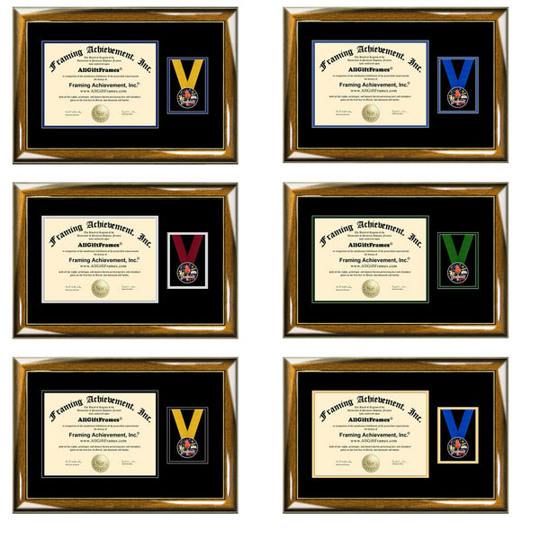 College High School Medal Graduation Graduate Recognition Academic 3D Medal Case Diploma Frame with Ribbon University Framing Medallion Gift