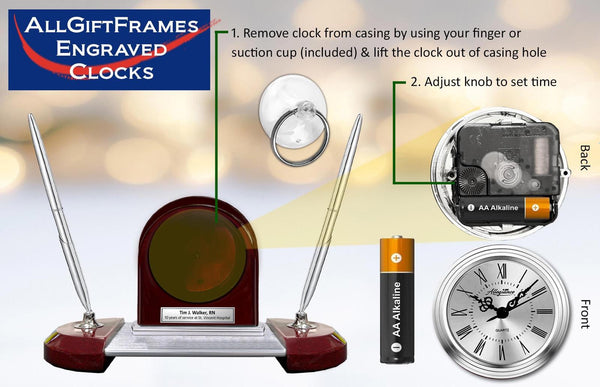 Personalize lawyer desk clock legal law scale pen set service award attorney