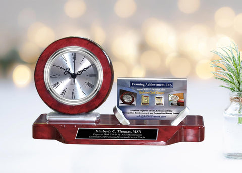 Business Card Holder Engraved Name Plate Clock Gift Employee Promotion Coworker