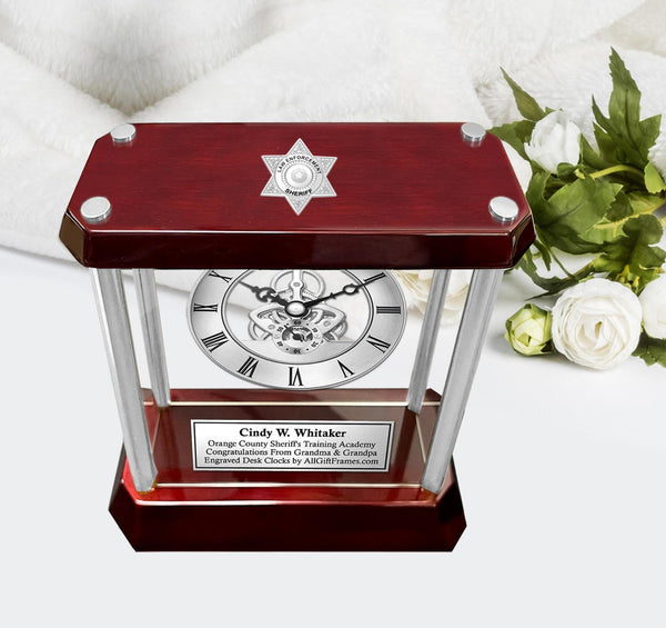 Engrave Clock Sheriff Law Enforcement Academy Graduate Gift Deputy Service Award