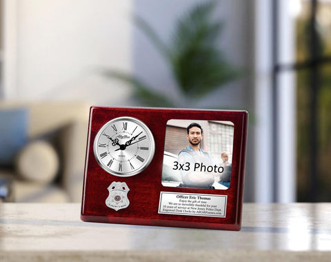 Police engrave picture frame clock law enforcement gift retirement policeman