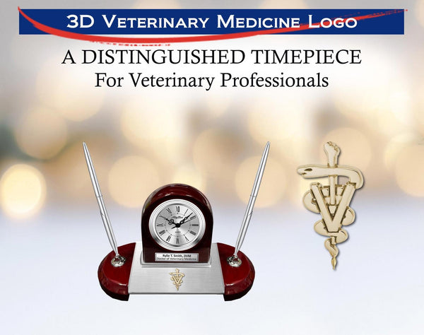 Personalize doctor of veterinary medicine desk clock pen DVM veterinarian gift