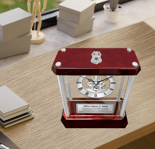 Law Enforcement Gift Engrave Clock Police Academy Graduate Policeman Retirement