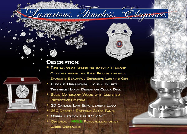 Law enforcement gift policeman engrave desk clock police academy retirement
