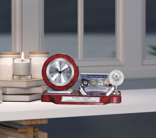 Teacher thank you gift desk clock card holder educator appreciation name plate