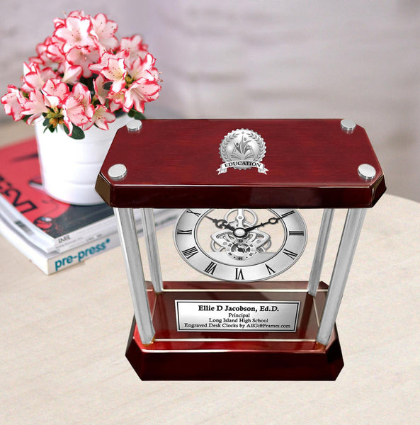 Engrave Gear Clock Service Award Teacher Retirement Educator Graduation Gift