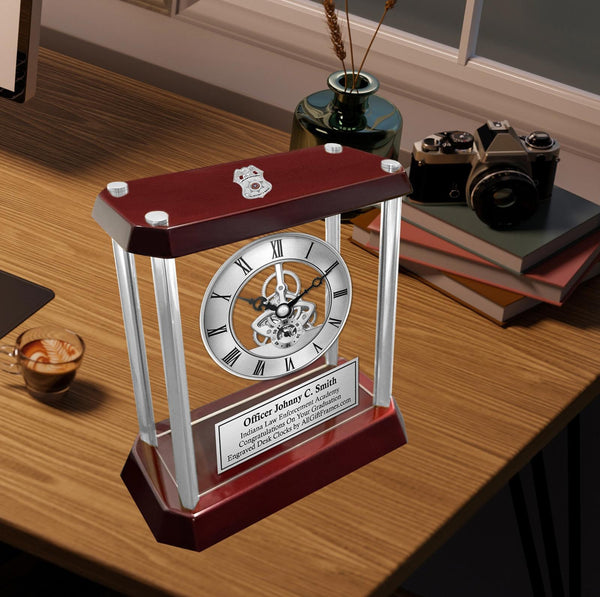 Law Enforcement Gift Engrave Clock Police Academy Graduate Policeman Retirement