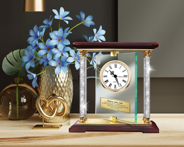 Diamond Desk Clock Executive Boss Retirement Service Award Employee Coworker