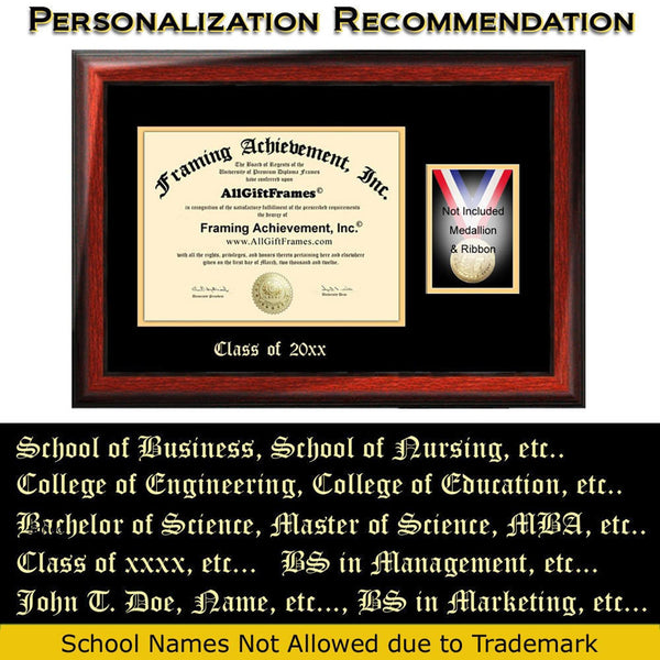 Diploma Frame with Medallion Box University College Graduation Degree Framing Medals Honors Achievement Military Document Holder Emboss Gift