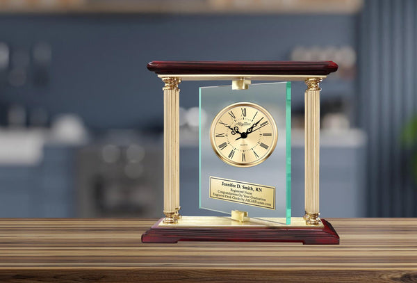 Executive Gift Clock Engrave Mantel Employee Service Award Wedding Anniversary